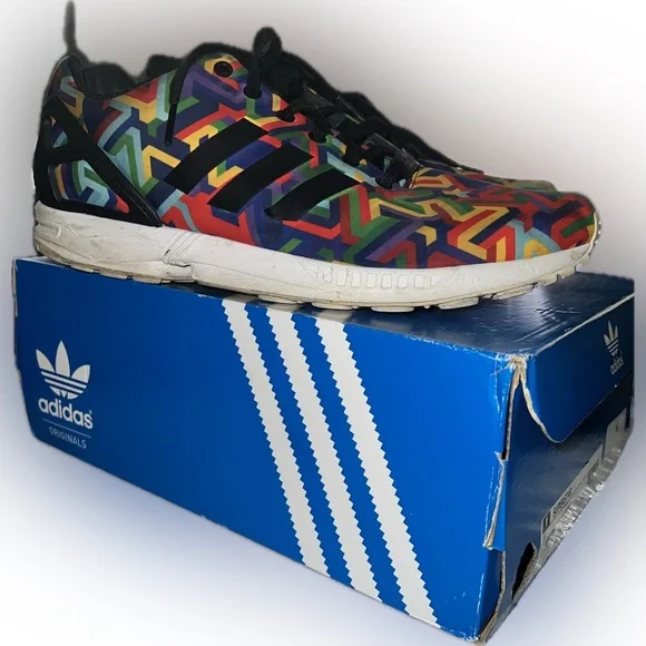 Adidas ZX Flux Torsion sneakers in a multi-color "Art Mosaic Rainbow" print - Picture 3 of 16